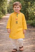 Yellow Kids Kurta Set for Boys - Size 20