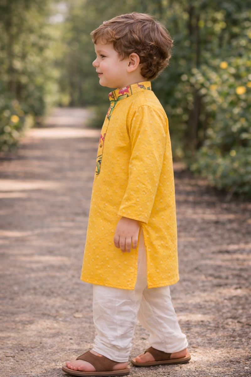 Yellow Kids Kurta Set for Boys - Size 20 3