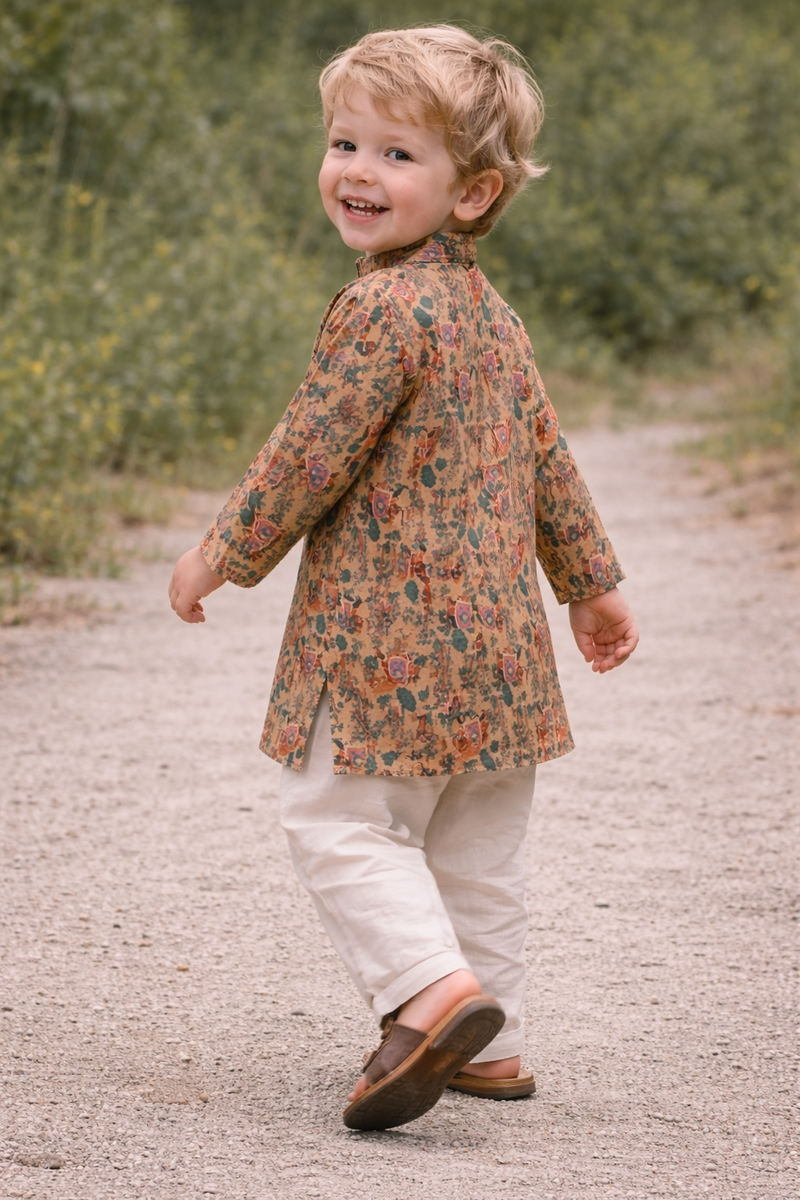 TryBuy Boys Mustard Embroidered Printed Kurta - Size 20 (3-4 Years) | TB_802_KID 7