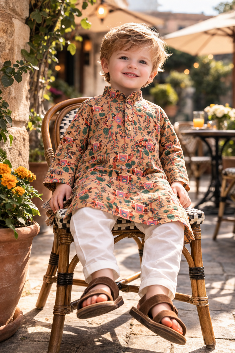 TryBuy Boys Mustard Embroidered Printed Kurta - Size 20 (3-4 Years) | TB_802_KID 9