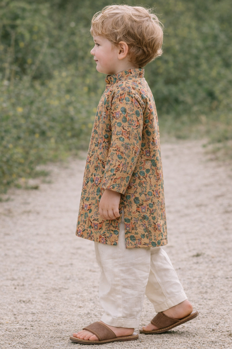 TryBuy Boys Mustard Embroidered Printed Kurta - Size 20 (3-4 Years) | TB_802_KID 3