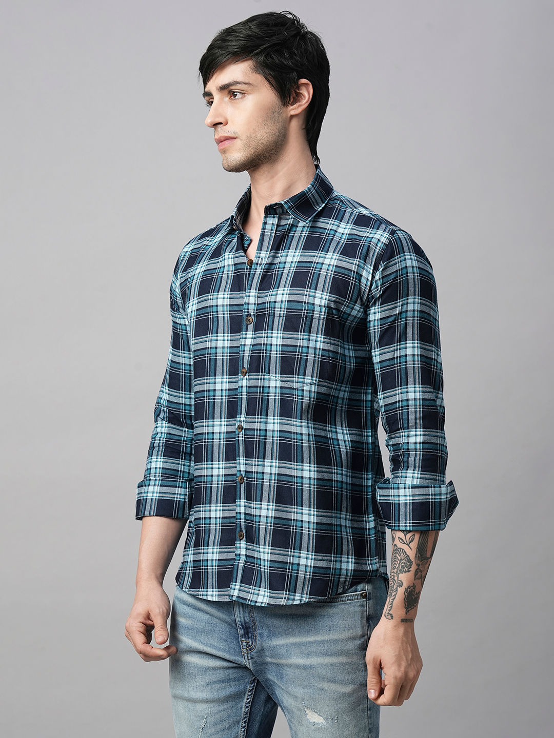 Mandate Cotton Checked Shirt for Men