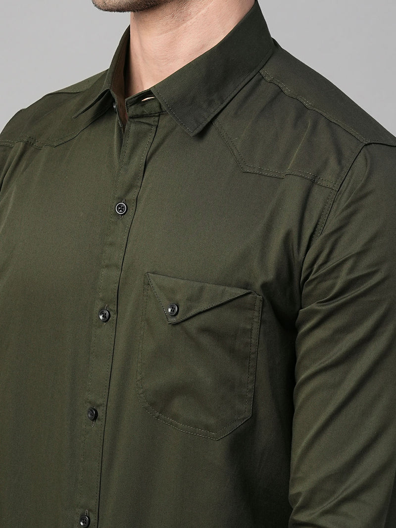 Seine Green Cotton Shirts for Men 7