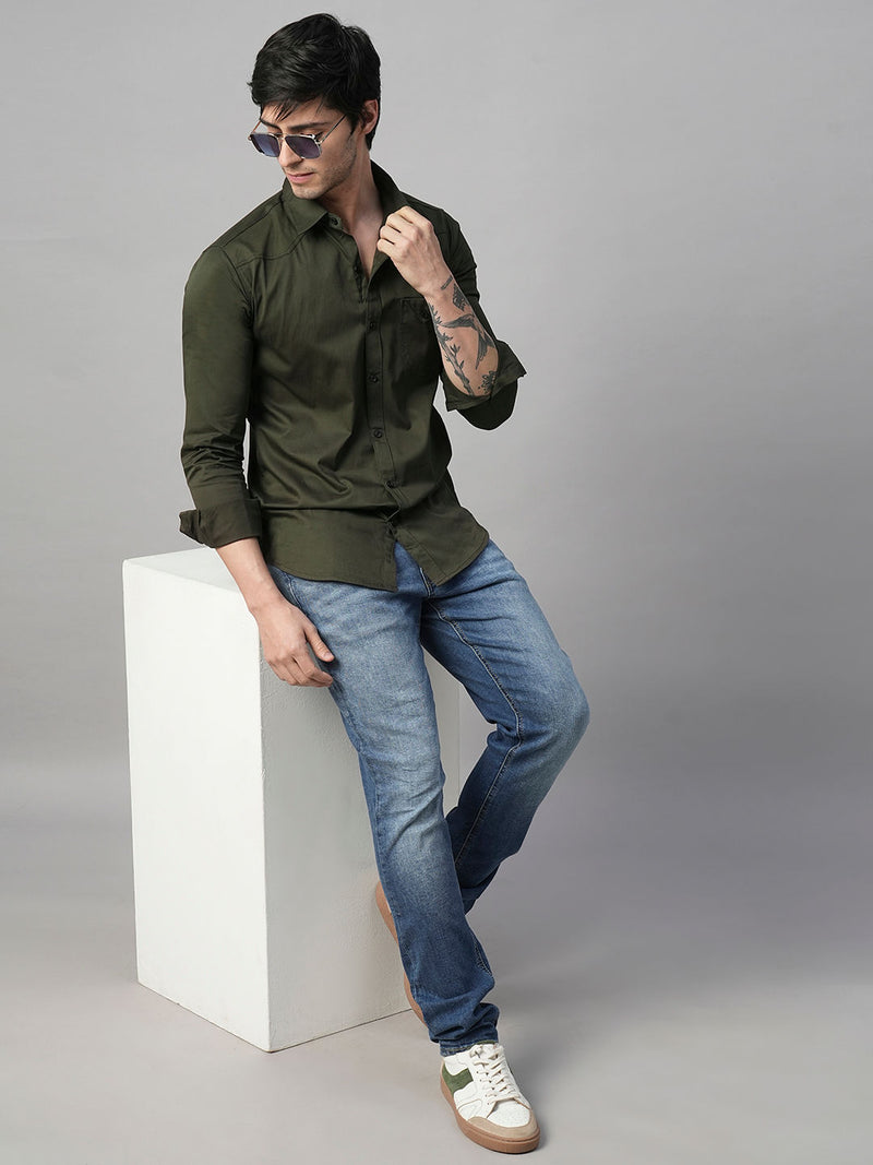 Seine Green Cotton Shirts for Men 6
