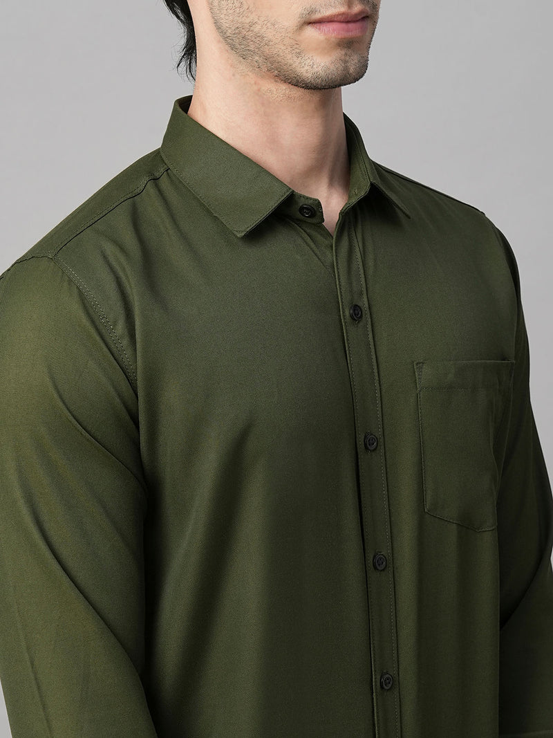 Lorient Green Polyester Shirts for Men 8