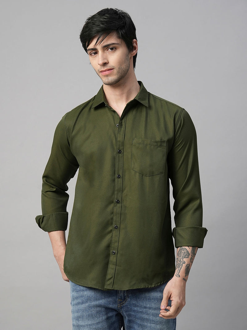 Lorient Green Polyester Shirts for Men 3