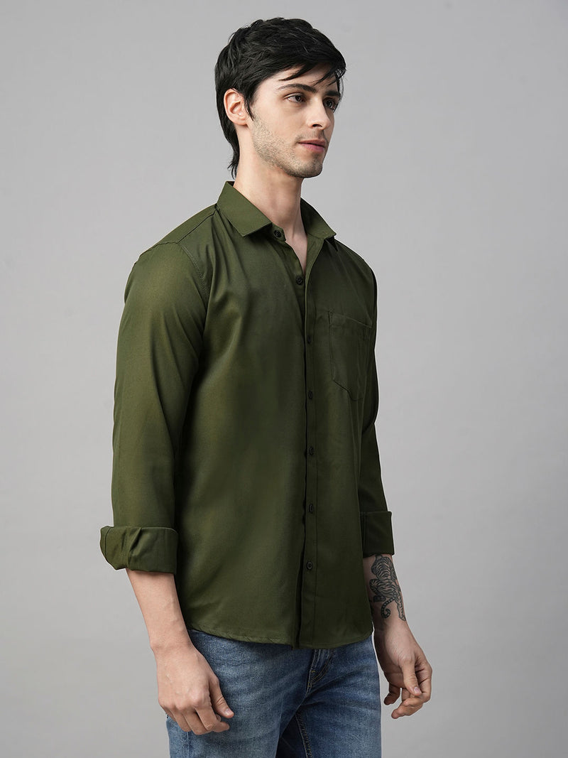Lorient Green Polyester Shirts for Men 5