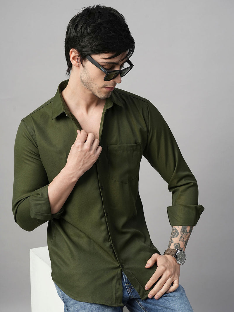 Lorient Green Polyester Shirts for Men 1