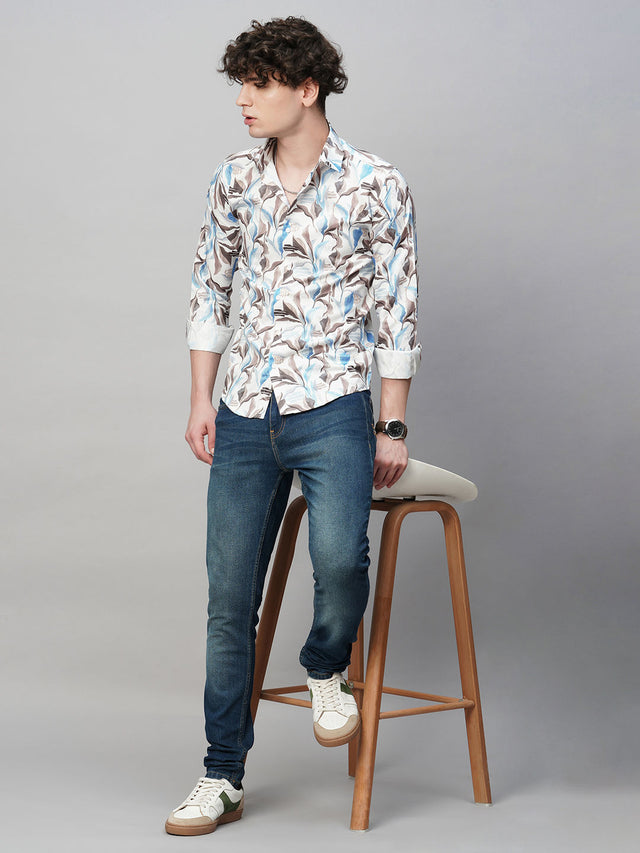 Vivid Printed Cotton Blend Shirt for Men