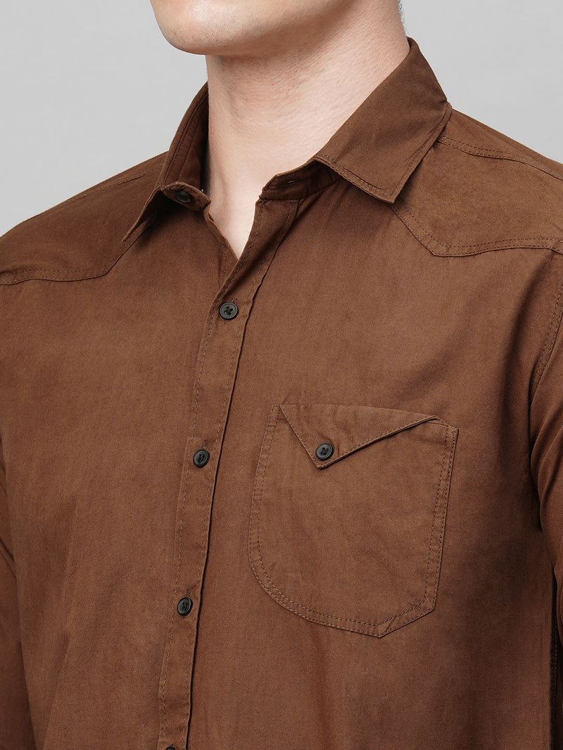 Roadster Brown Solid Shirts for Men 8