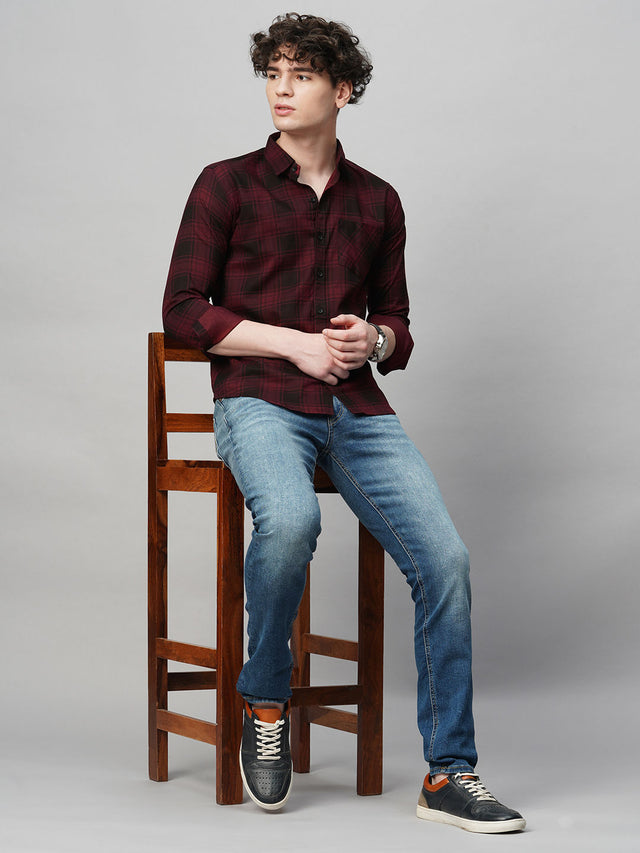 Nautical Checked Cotton Shirt for Men