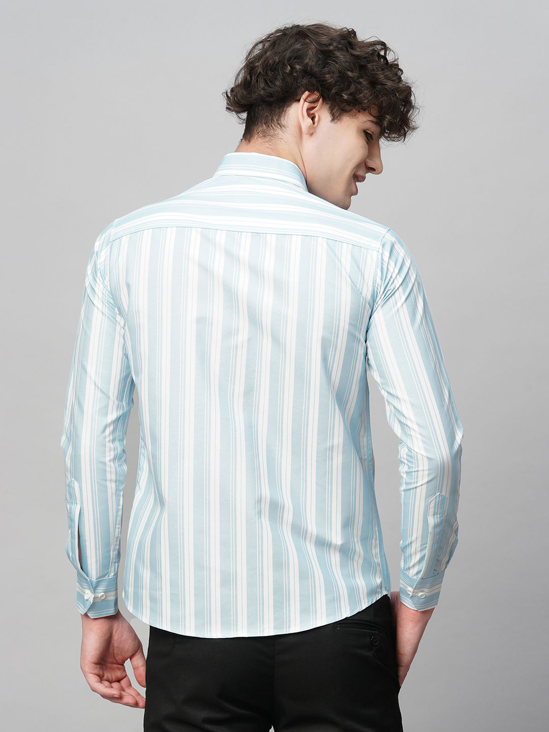 Dynamic Cotton Blend Striped Shirt for Men