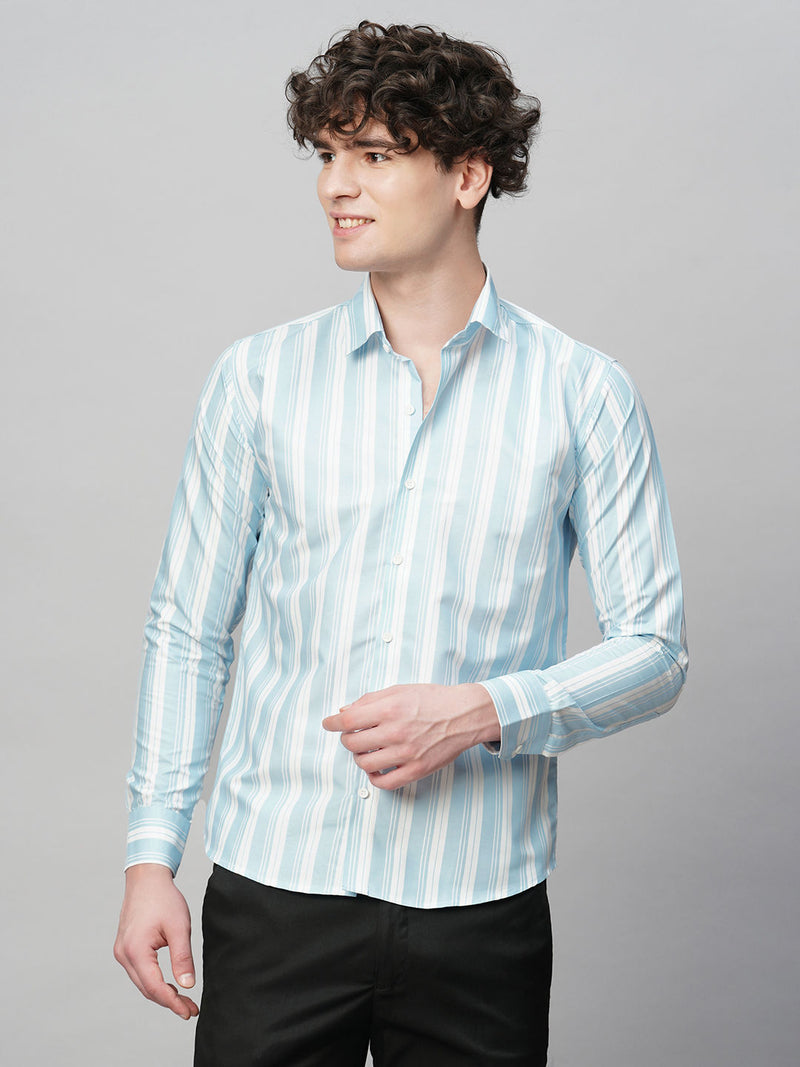 Dynamic Cotton Blend Striped Shirt for Men 4