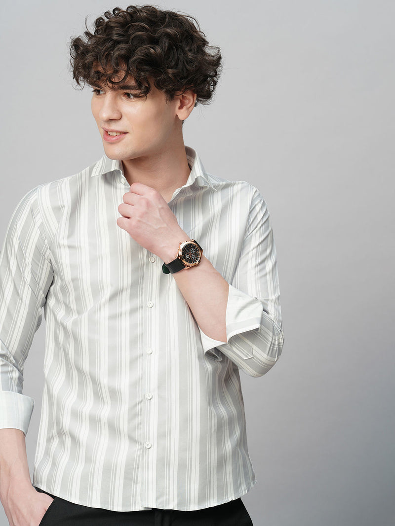 Tailored Striped Cotton Blend Shirt for Men 1
