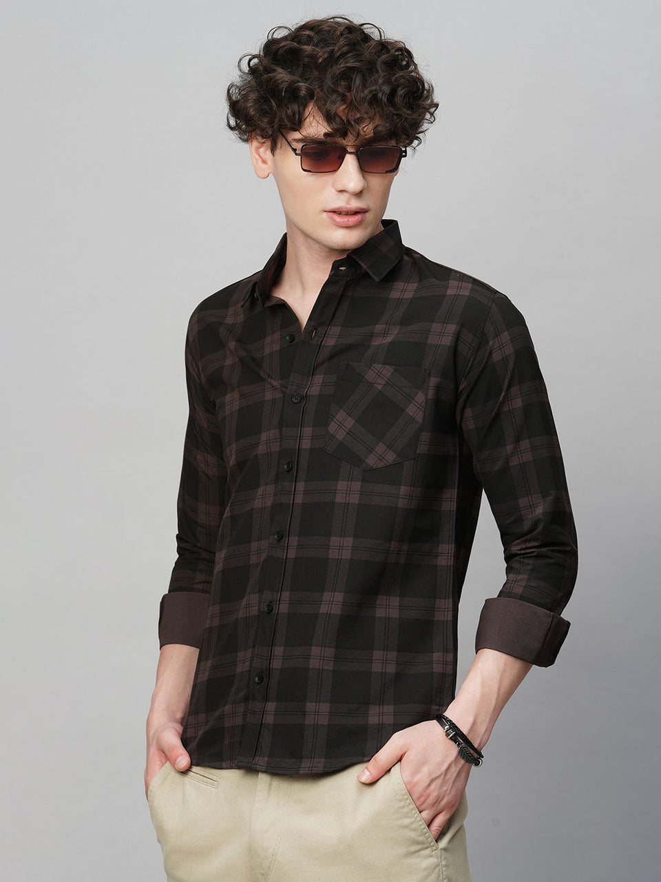 Fashionable Cotton Checked Shirt for Men