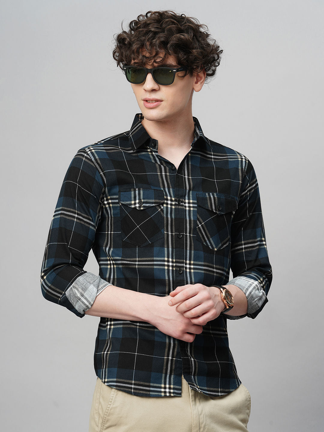 Contemporary Cotton Checked Shirt for Men