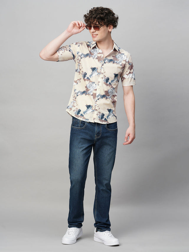 Breezy Cotton Blend Printed Half Sleeves Shirt for Men