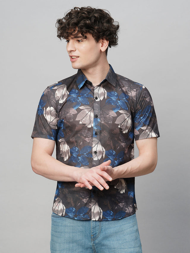 Iconic Cotton Blend Printed Half Sleeves Shirt for Men