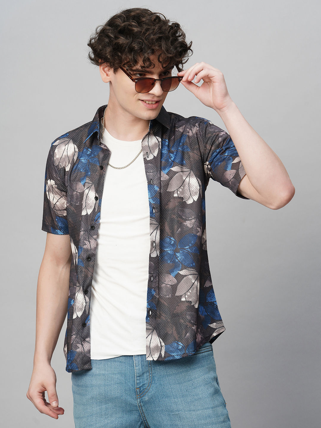 Iconic Cotton Blend Printed Half Sleeves Shirt for Men
