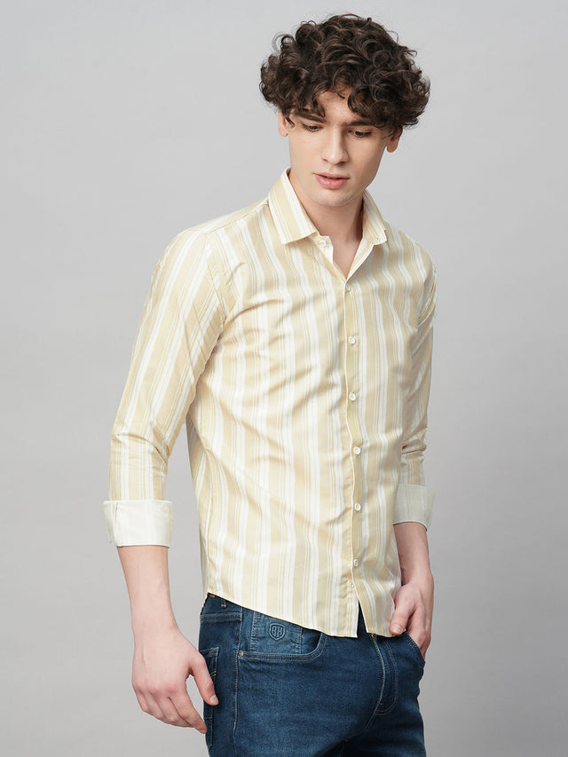 Exotic Cotton Blend Striped Shirt for Men