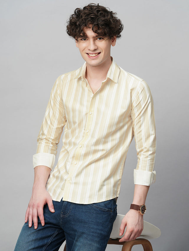 Exotic Cotton Blend Striped Shirt for Men