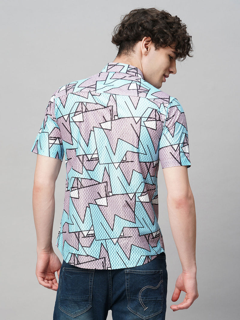 Preppy Printed Half Sleeves Men's Shirt 8