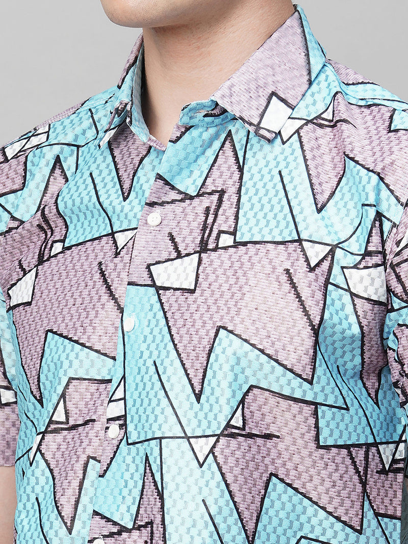 Preppy Printed Half Sleeves Men's Shirt 7