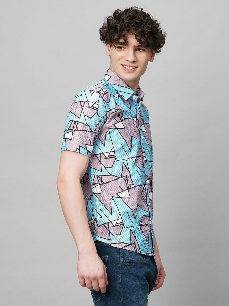Preppy Printed Half Sleeves Men's Shirt 5