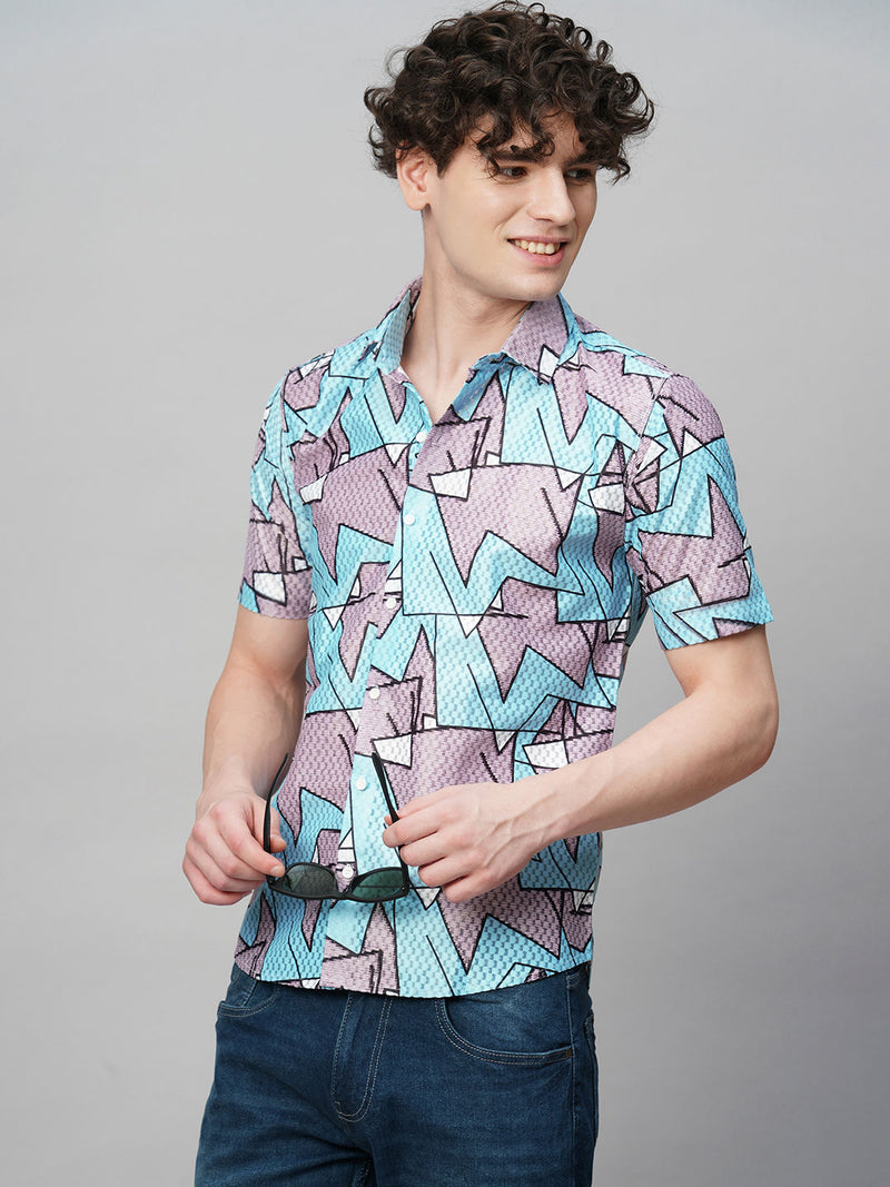 Preppy Printed Half Sleeves Men's Shirt 1
