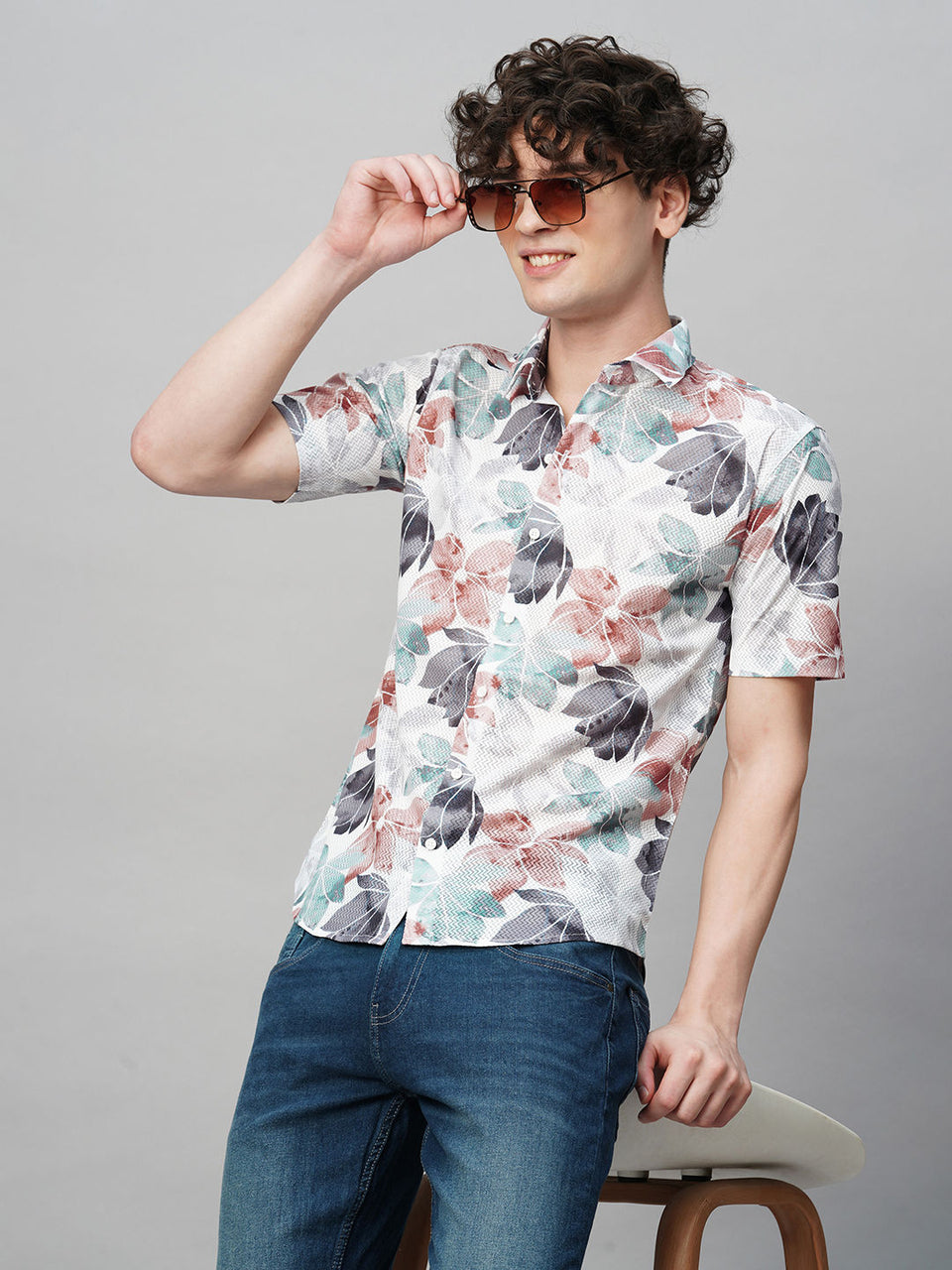 Debonair Cotton Blend Printed Half Sleeves Shirt for Men
