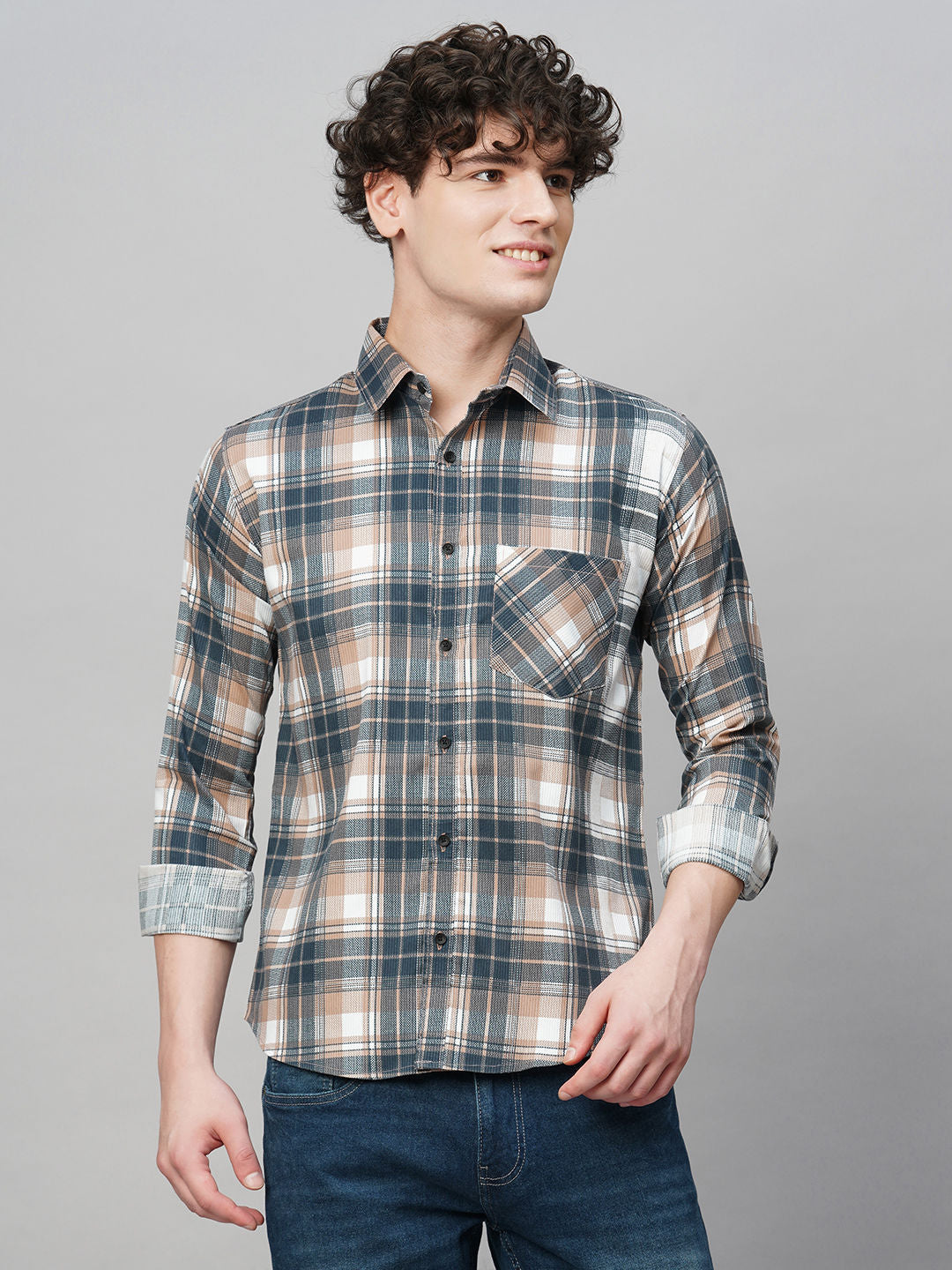 Elegant Cotton Checked Shirt for Men