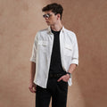 White Dual Flap Pocket Slim Fit Shirt for Men