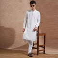 Men’s White Chikankari Embroidered Cotton Kurta