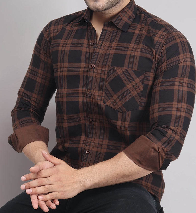 Robert Brown Black Checks Men's Shirt 1
