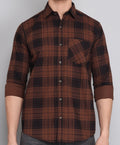 Brown Checked Cotton Shirt for Men