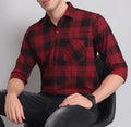 Black Red Checked Cotton Shirt for Men