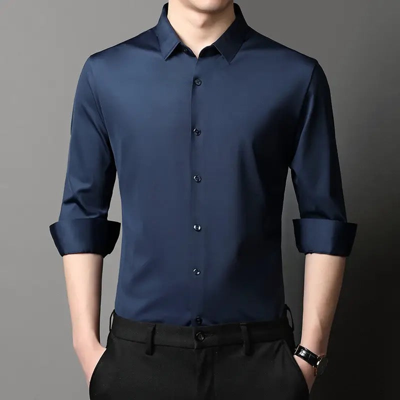 Treasure navy blue cotton shirt for men, product view
