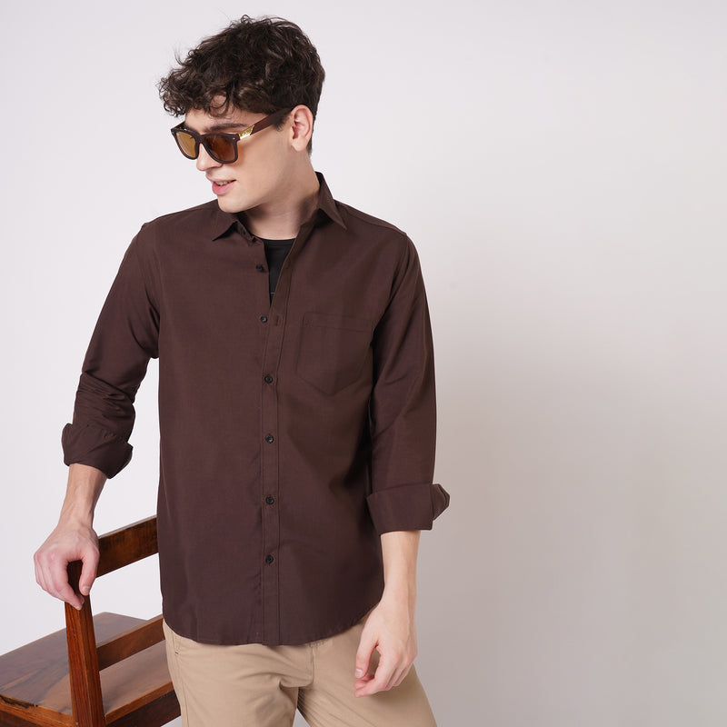 Chocolate Brown Cotton Shirt for Men 6
