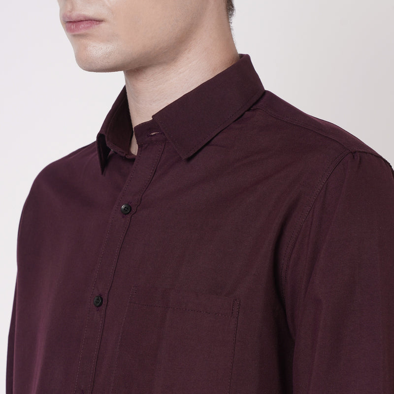 Wine Maroon Cotton Shirt for Men 7