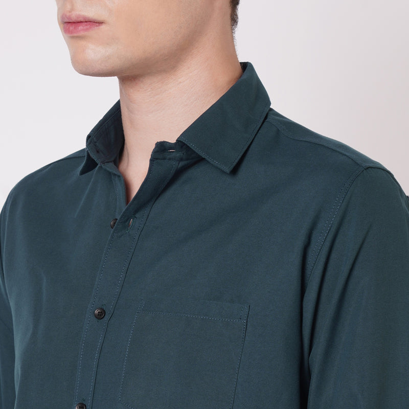 Deep Teal Cotton Shirt for Men 4