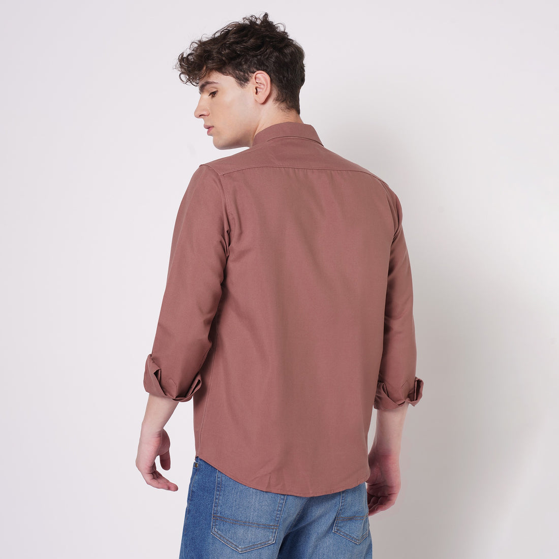 Men's dusty rose solid shirt back view