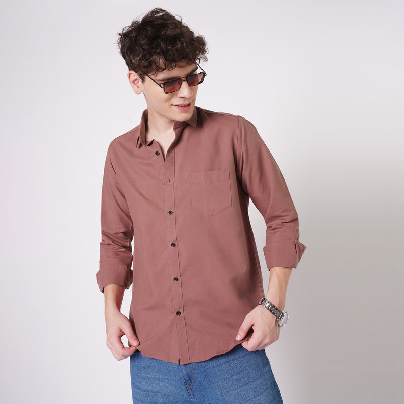 Dusty Rose Cotton Shirt for Men 8