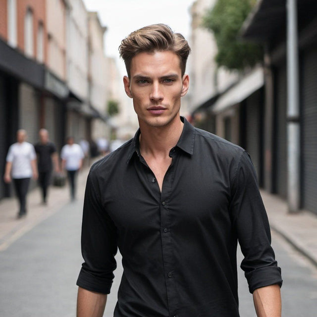 Elite Black Cotton Shirt for Men