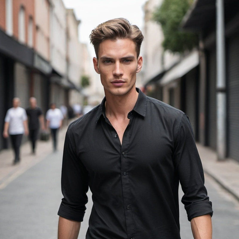 Elite Black Cotton Shirt for Men 1