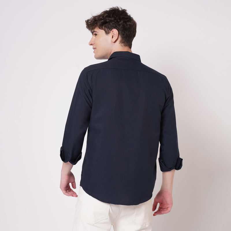 Navy Blue Cotton Shirt for Men 9