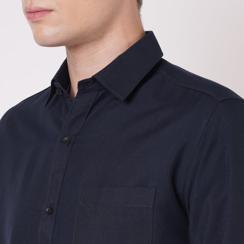 Navy Blue Cotton Shirt for Men 8