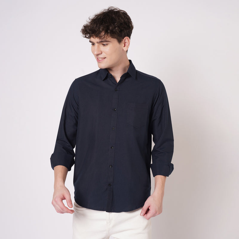 Navy Blue Cotton Shirt for Men 1