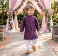 Boys Purple Floral Embroidered Cotton Blend Kurta – 2–3 Years