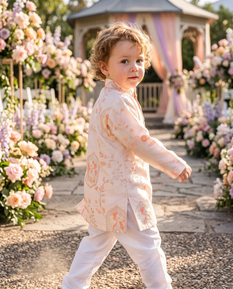Boys Ivory & Peach Bird Motif Festive Kurta – 2–3 Years 3