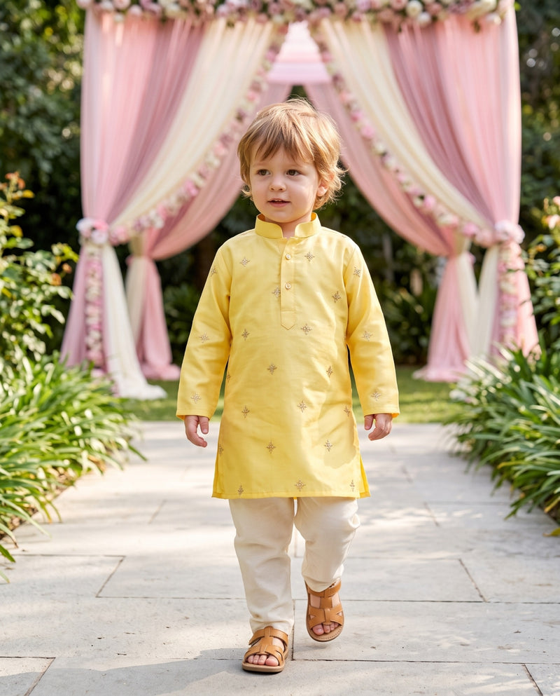Boys Yellow Embroidered Kurta – 2–3 Years 1